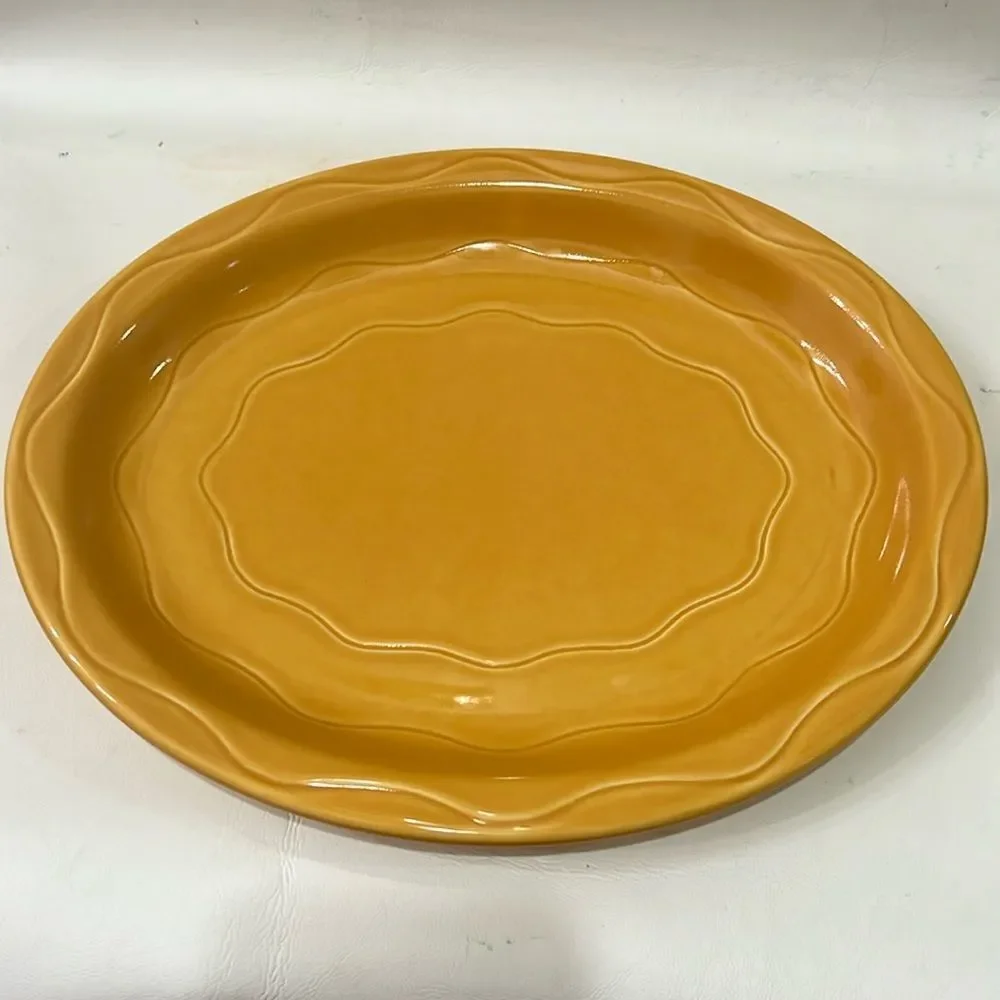Syracuse USA Oval Plate Serving Platter Sunny Saffron Yellow Orange Heavy China